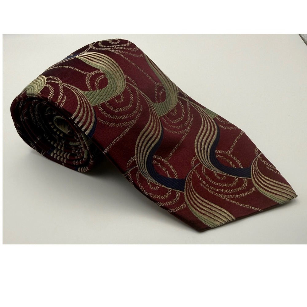 Polo Ralph Lauren Silk Tie Swirl Wave Geometric Hand Made USA 4"-2508